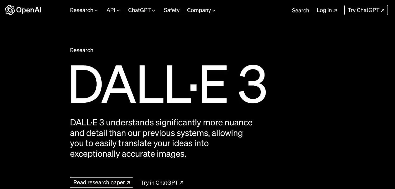 DALL-E 3 homepage screenshot