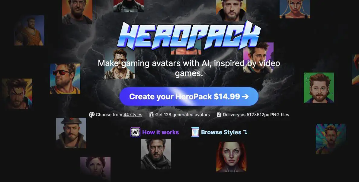 Heropack homepage screenshot