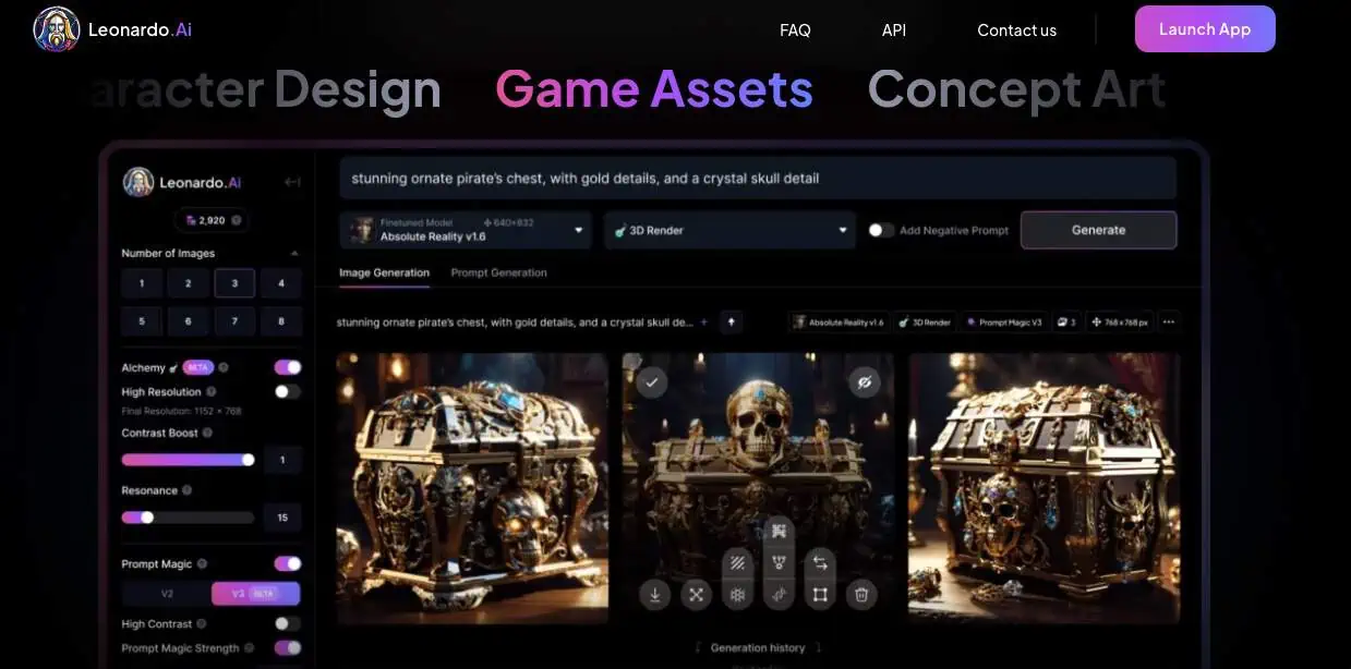 Leonardo AI generating photorealistic game assets